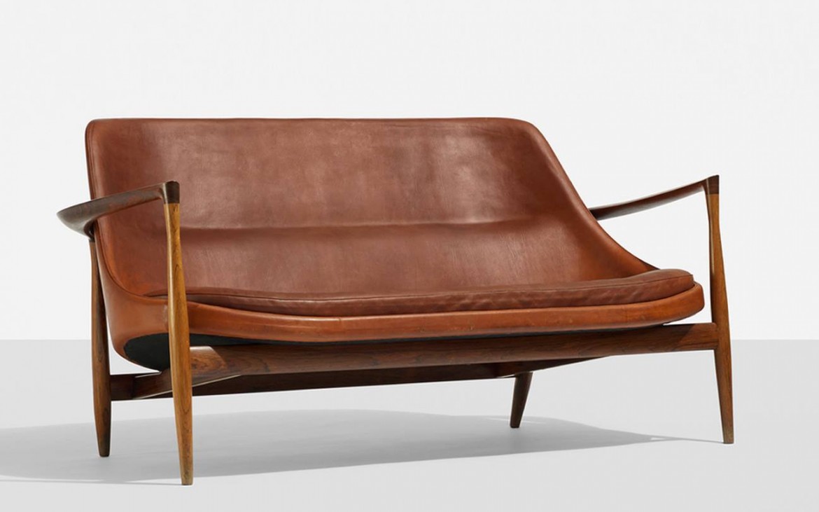 kofod larsen elizabeth settee sofa christensen 50s leather brown