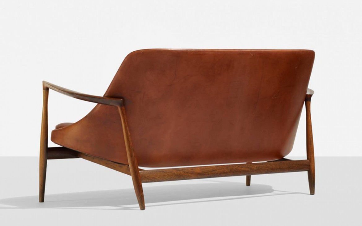 kofod larsen elizabeth settee sofa christensen 50s leather brown