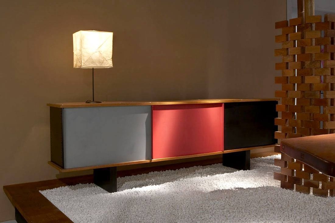 charlotte perriand sideboard walnut enameled screen noguchi lamp eileen gray