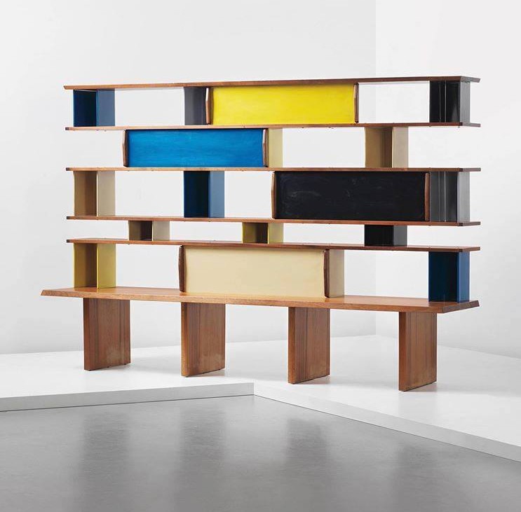 charlotte perriand shelving pine aluminium walnut