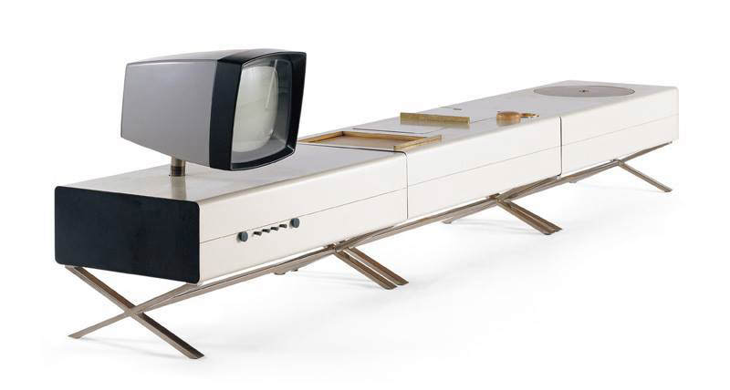 One of the rarest and perhaps the most unusual stylistically is this TV Hi-Fi designed by Philippon and Lecoq in 1957. Exceptionally rare.