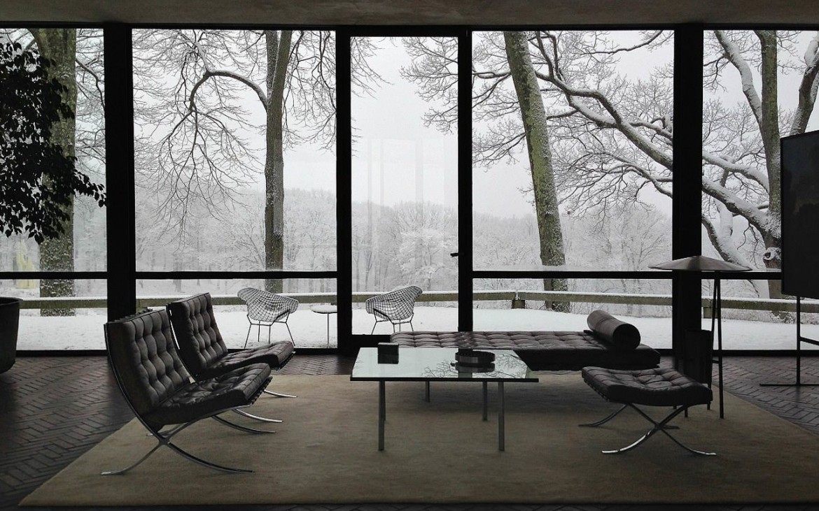 mid century modern winter houses snow icons