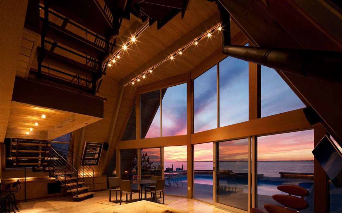 fire idland mid century modern house a-frame beach